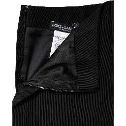 Black Cotton Pencil Cut High Waist Mini Skirt