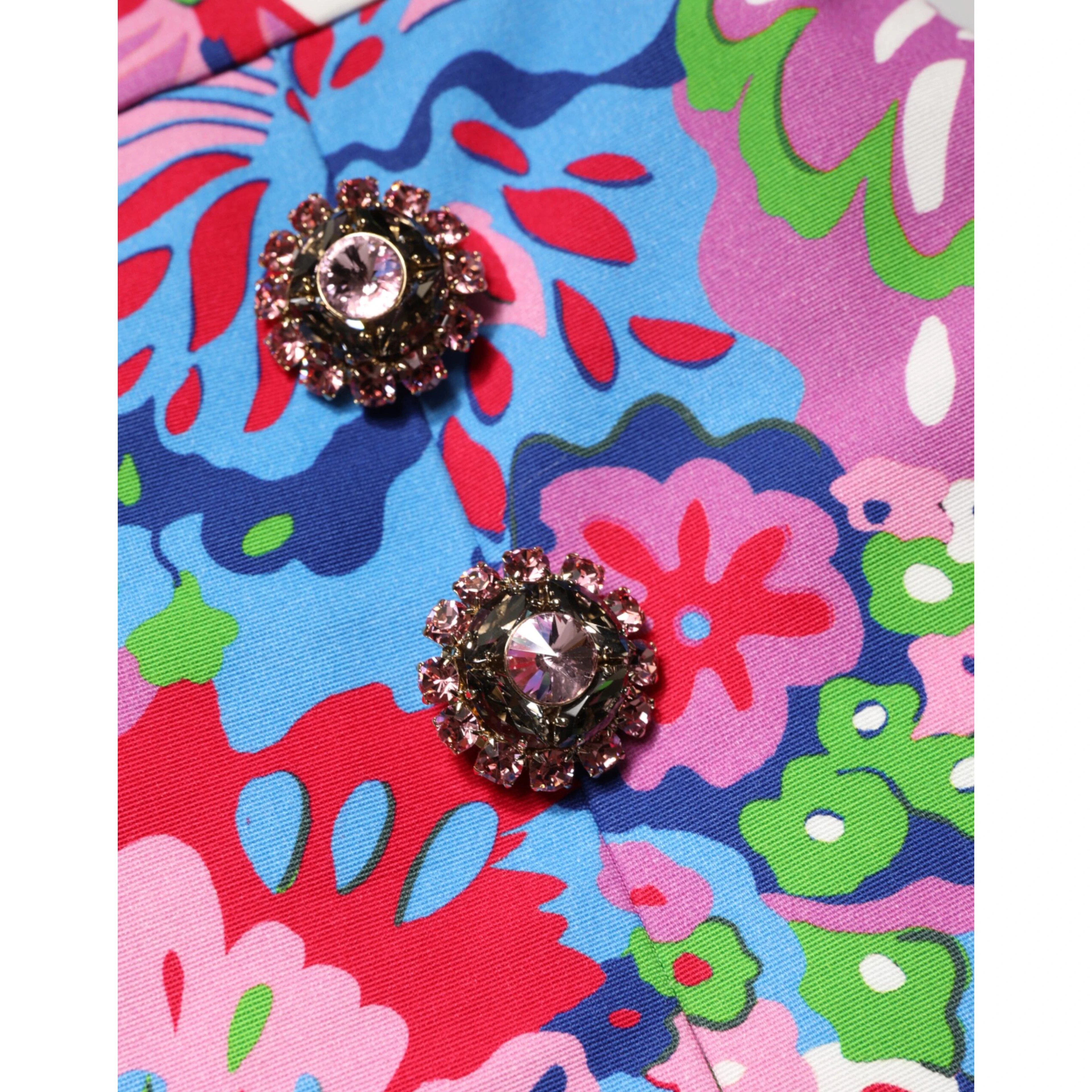 Multicolor Floral Buttoned High Waist Mini Shorts