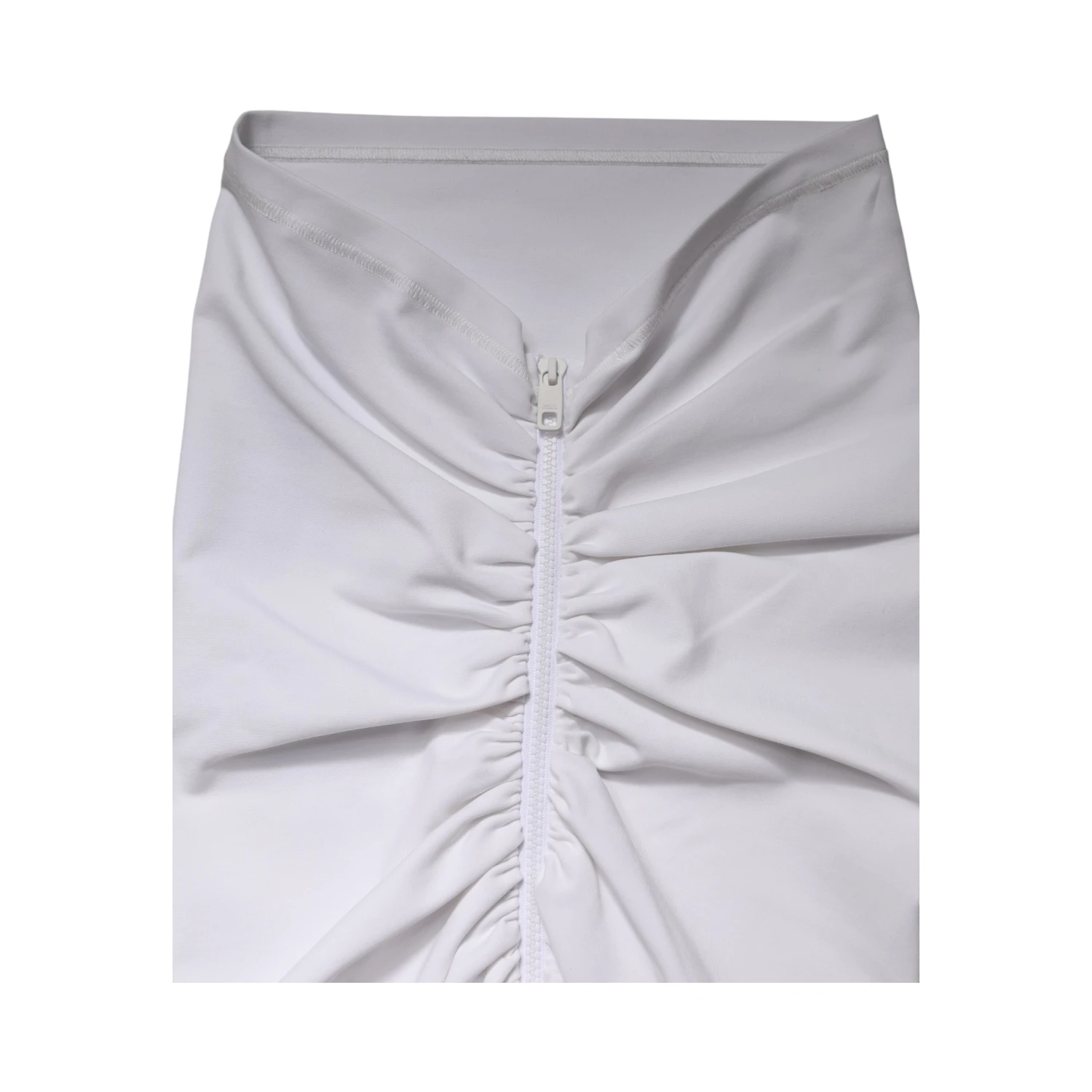 White Viscose Pencil Cut High Waist Mini Skirt