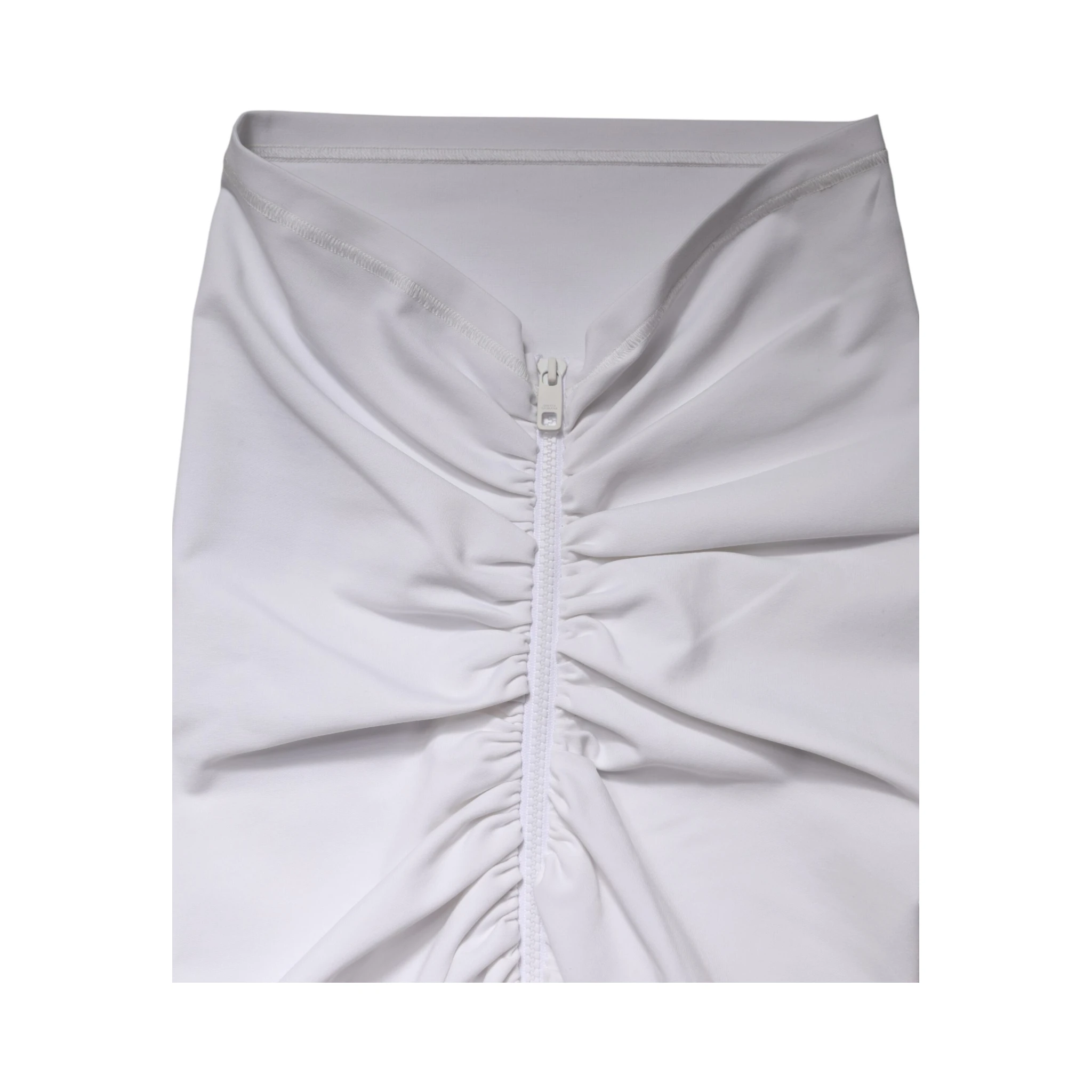 White Viscose Pencil Cut High Waist Mini Skirt