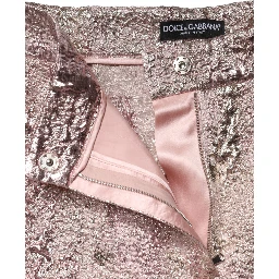 Pink Jacquard High Waist Hotpants Shorts