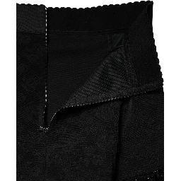 Black Nylon Embellished Lace Mini Skirt