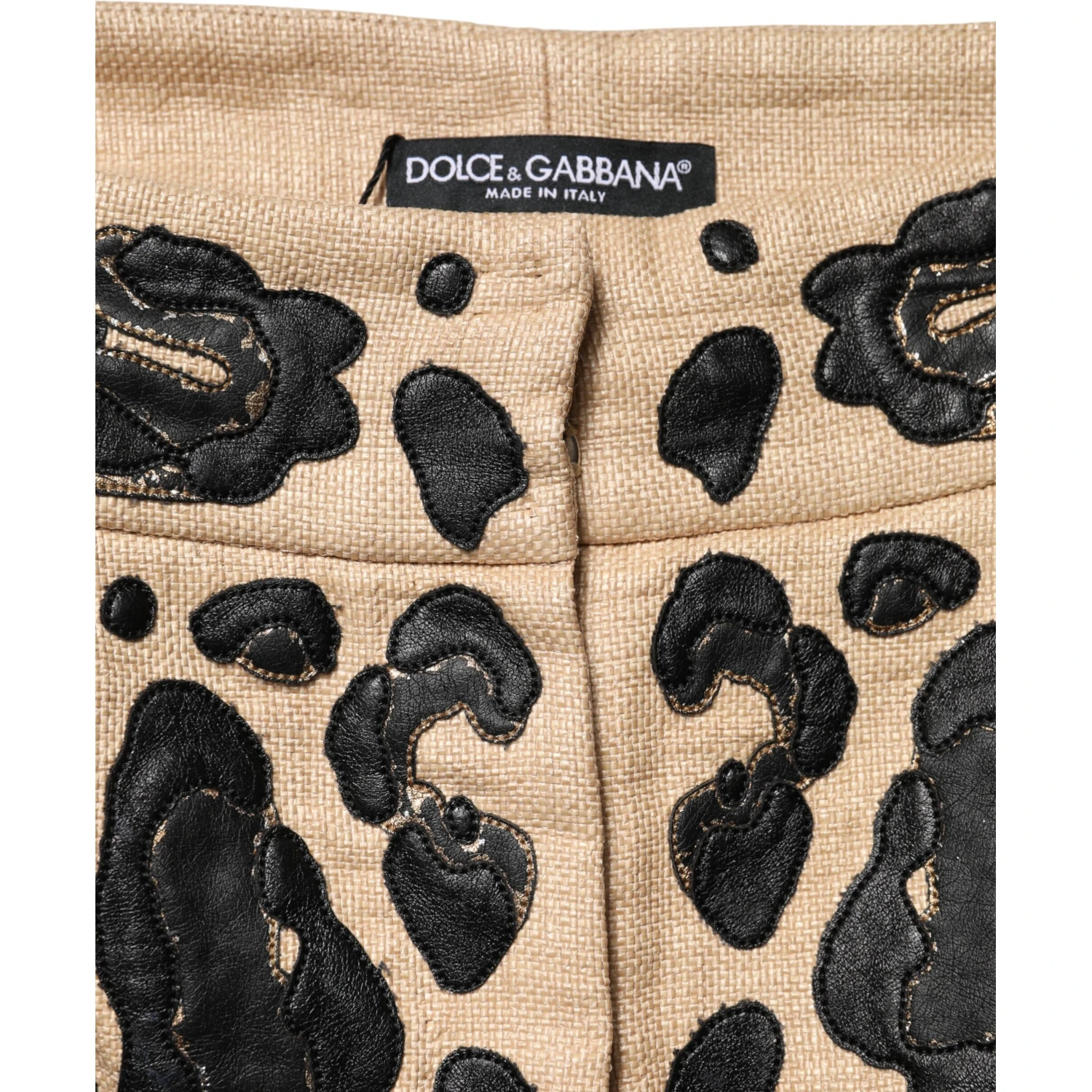 Beige Leopard Nylon Bermuda Mini Shorts