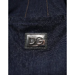Dark Blue Cotton A-line Denim Midi Skirt