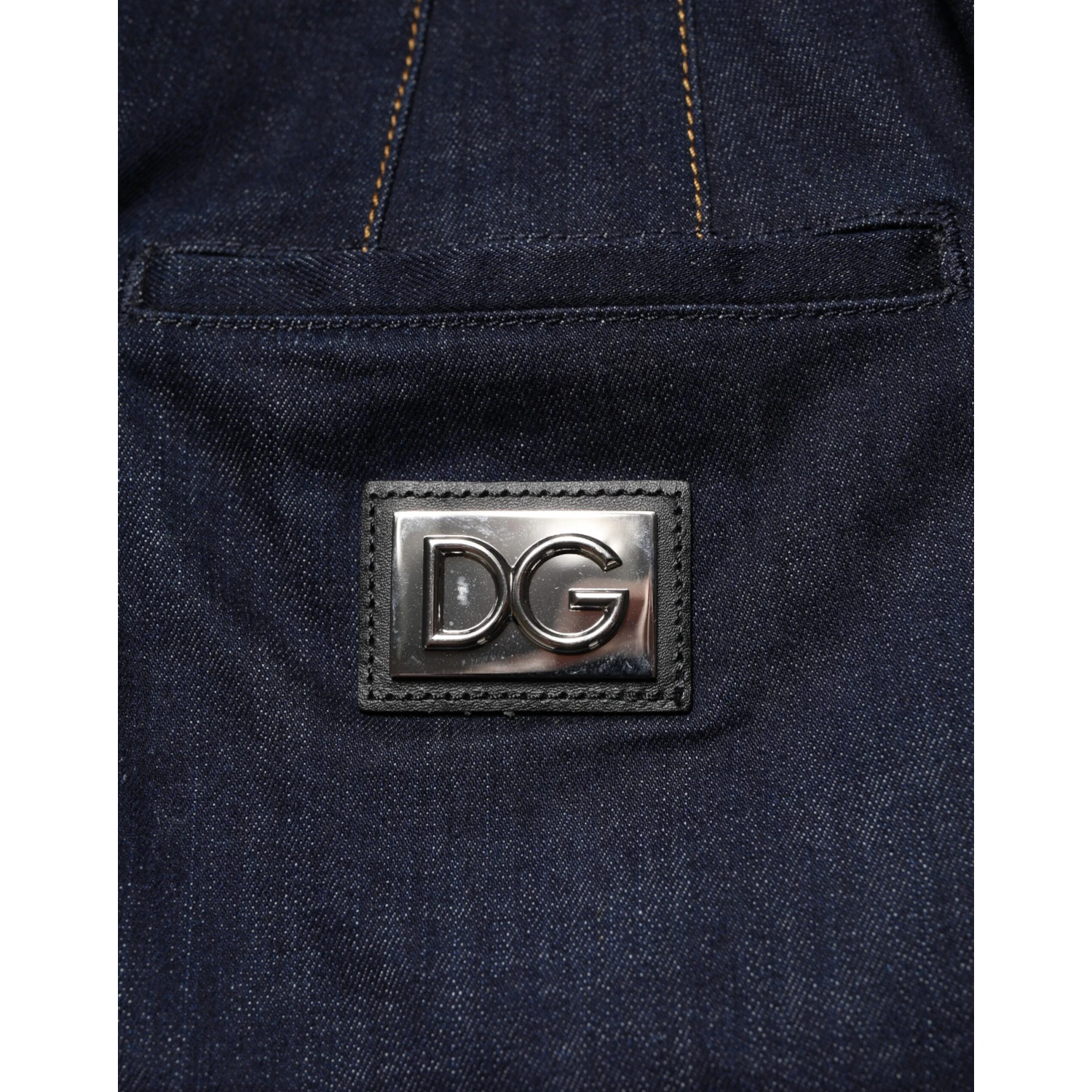 Dark Blue Cotton A-line Denim Midi Skirt