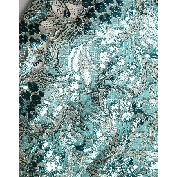 Blue Floral Brocade High Waist Mini Skirt