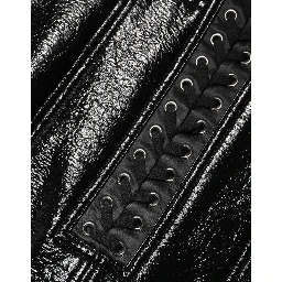 Black Nylon Eyelet Detail Coated Mini Skirt