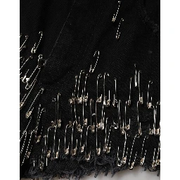 Black Pins Cotton Denim Hot Pants Shorts