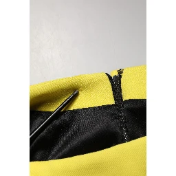 Yellow Wool Buttoned High Waist Mini Skirt