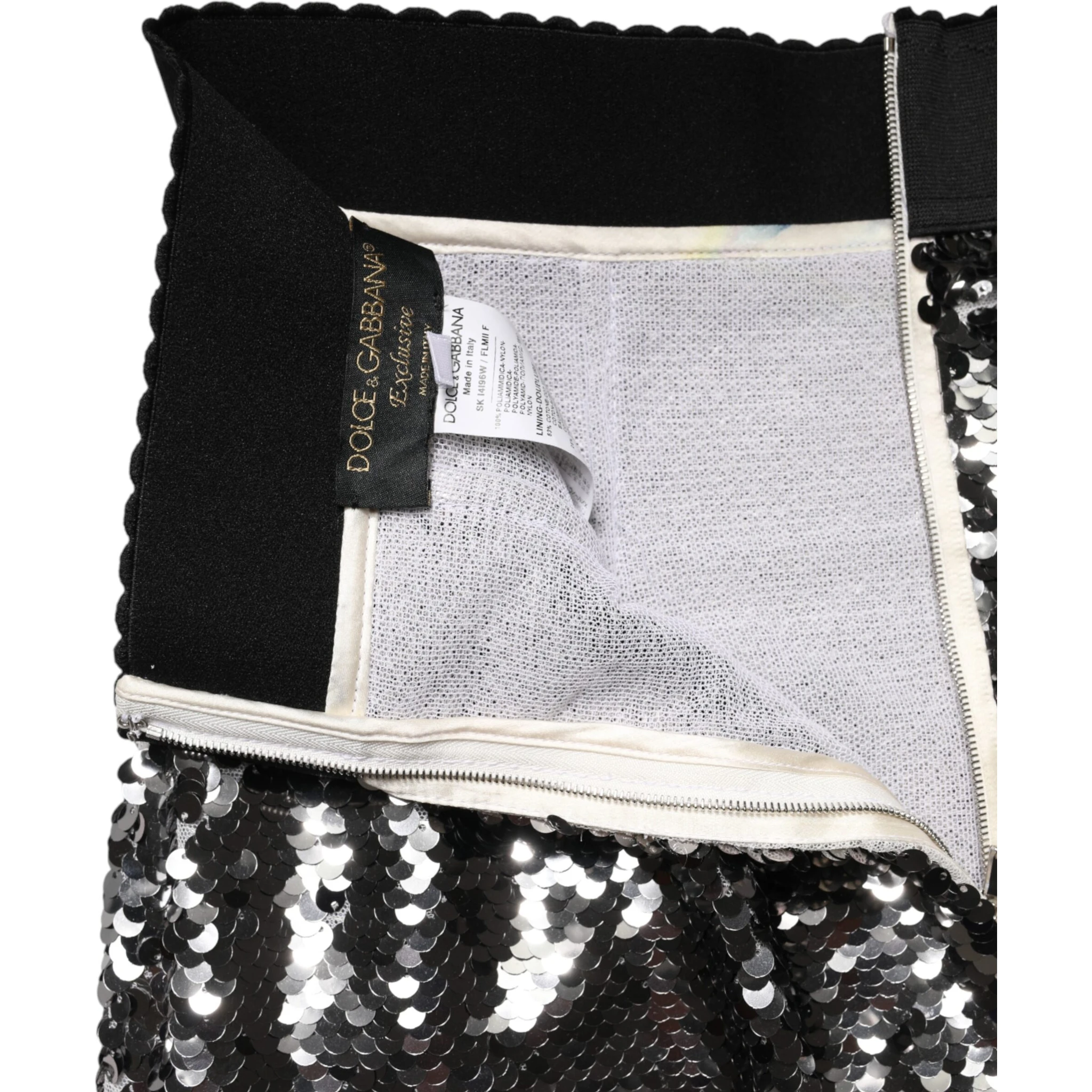 Metallic Gray Sequin High Waist Mermaid Skirt