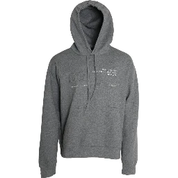 Gray Logo Cotton Hooded Sweatshirt Sweater