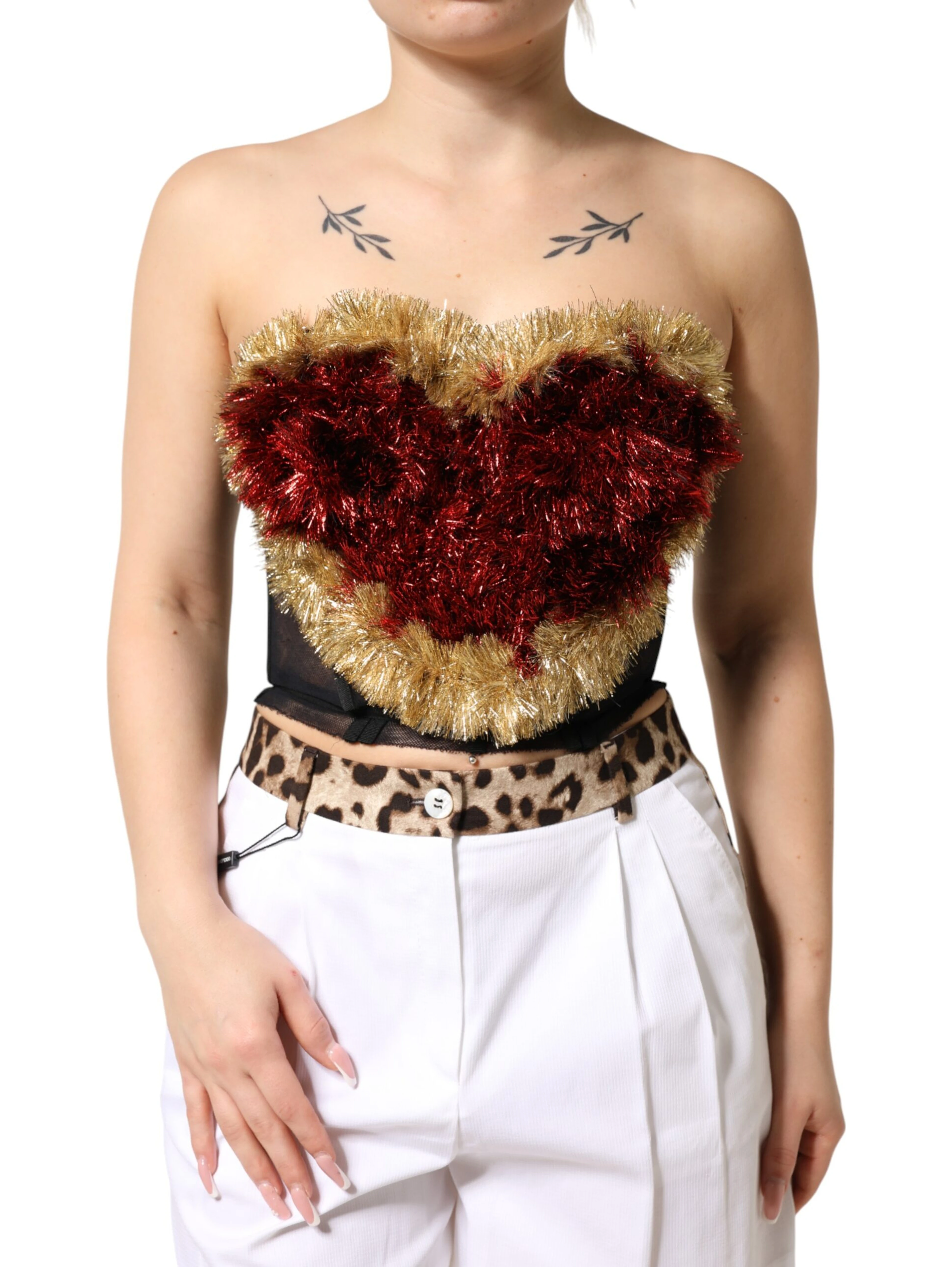 Black Gold Heart Bustier Corset Tinsel Top