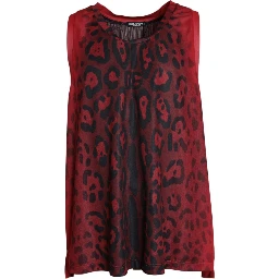 Red Leopard Print Sleeveless Men Tank T-shirt