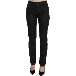 Black Mid Waist Skinny Cotton Casual Denim Jeans