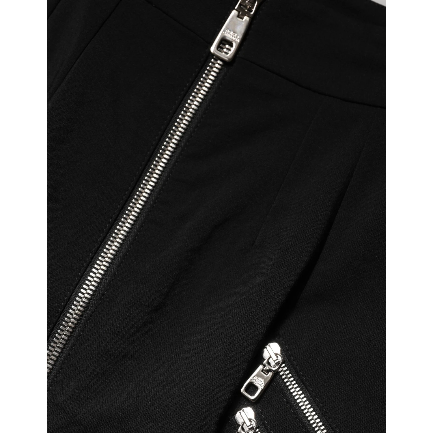 Black Polyester Zipper High Waist Mini Skirt