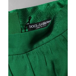 Green Silk High Waist Women Hot Pants Shorts