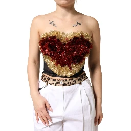 Black Gold Heart Bustier Corset Tinsel Top