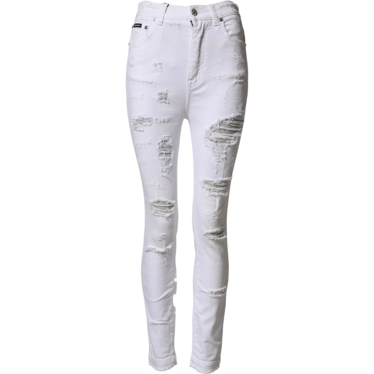 White Distressed High Waist Denim Jeans