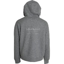 Gray Logo Cotton Hooded Sweatshirt Sweater