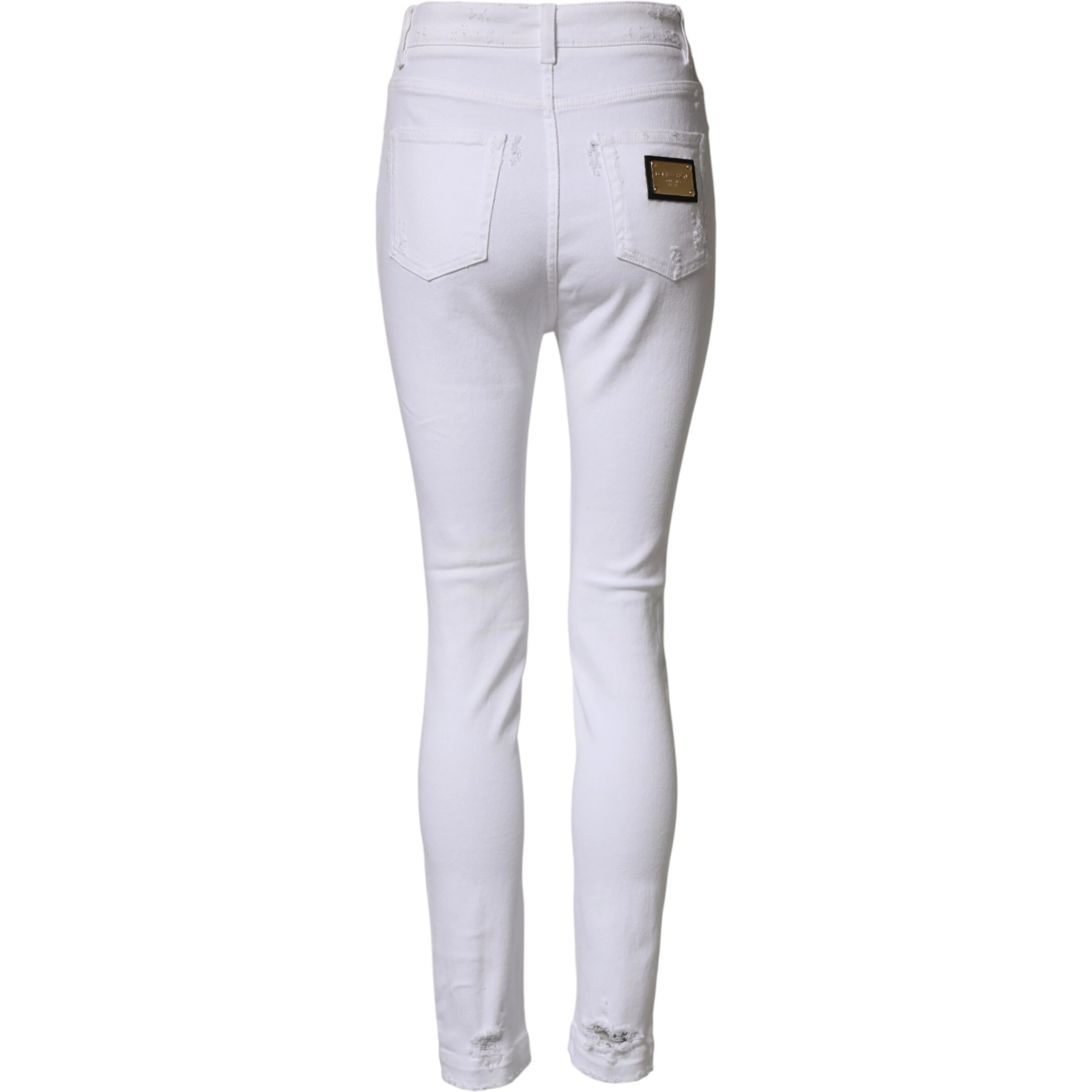 White Distressed High Waist Denim Jeans
