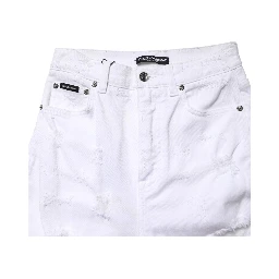 White Distressed High Waist Denim Jeans