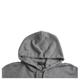 Gray Logo Cotton Hooded Sweatshirt Sweater