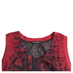 Red Leopard Print Sleeveless Men Tank T-shirt