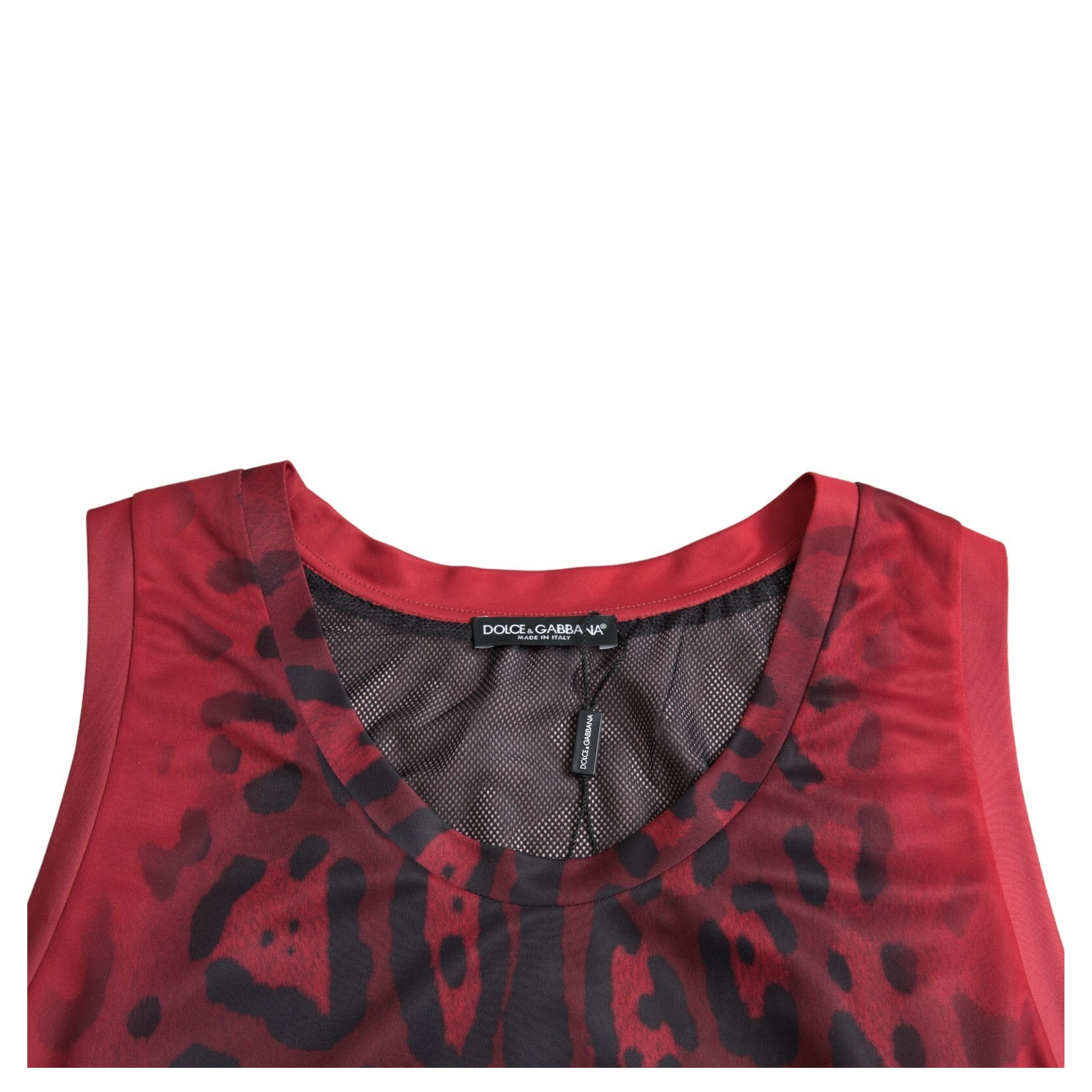 Red Leopard Print Sleeveless Men Tank T-shirt