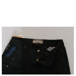 Black Low Waist White Paint Skinny Denim Pants Jeans