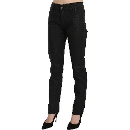 Black Mid Waist Skinny Cotton Casual Denim Jeans