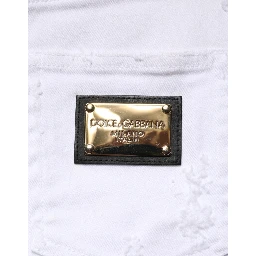 White Distressed High Waist Denim Jeans