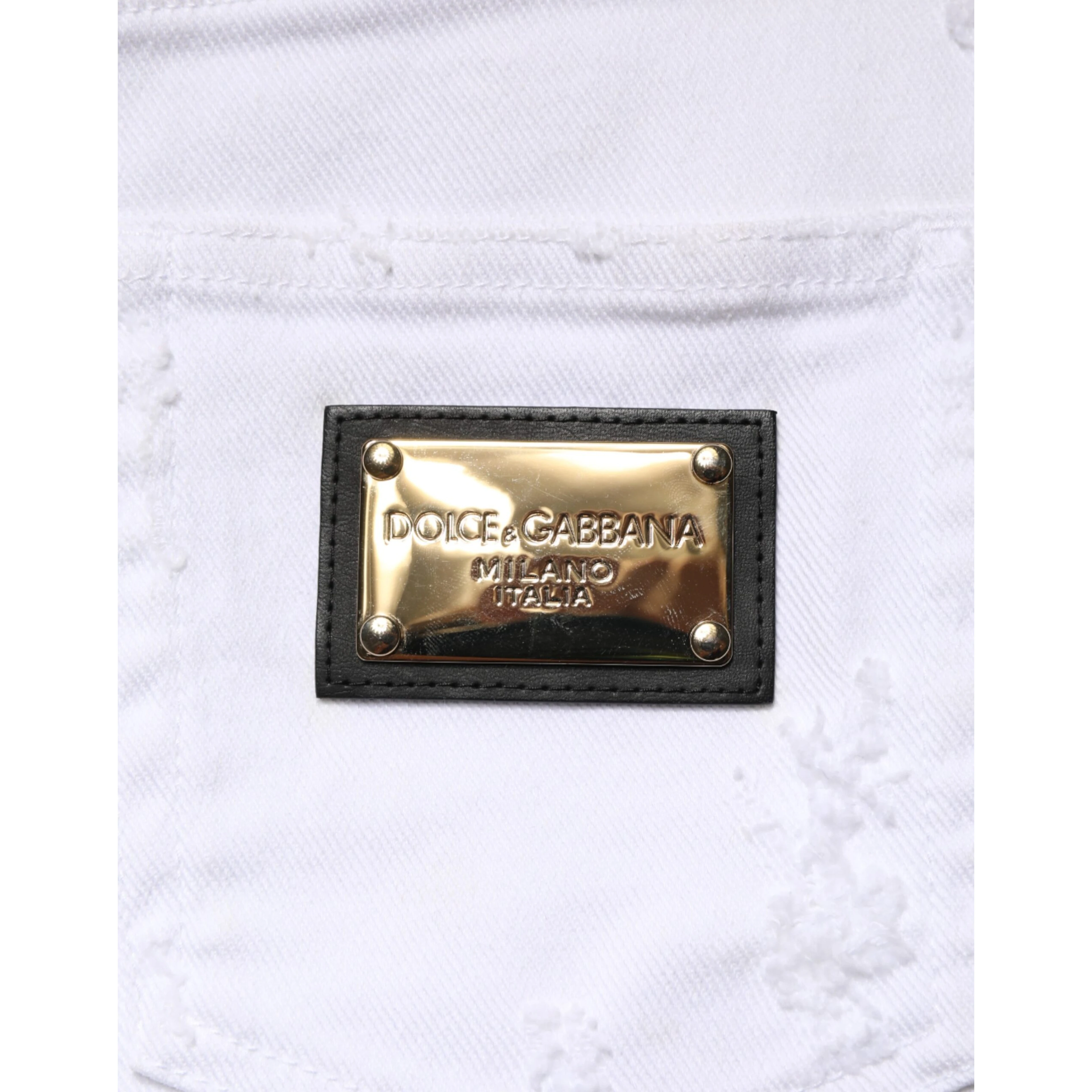 White Distressed High Waist Denim Jeans