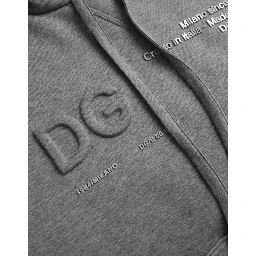 Gray Logo Cotton Hooded Sweatshirt Sweater