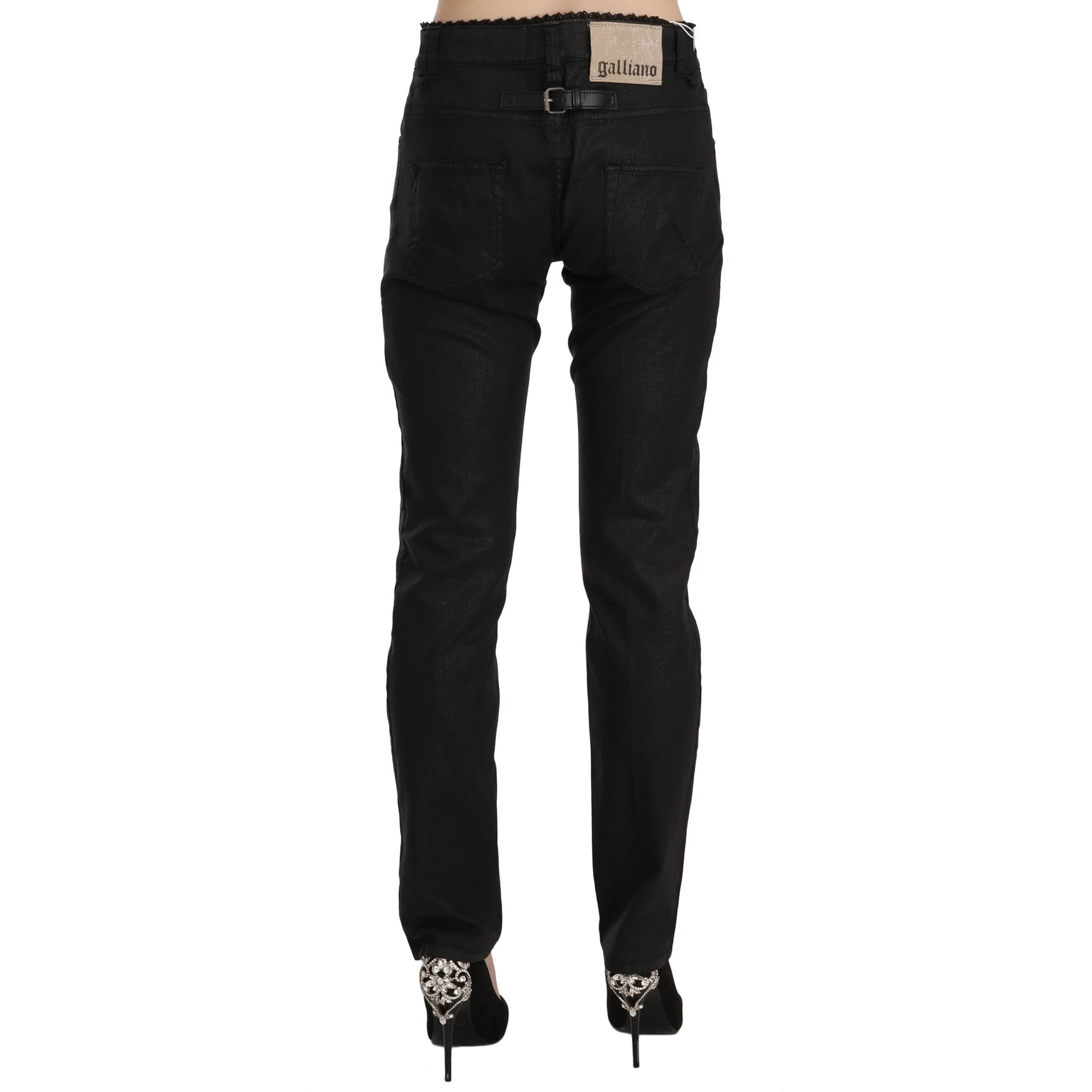 Black Mid Waist Skinny Cotton Casual Denim Jeans