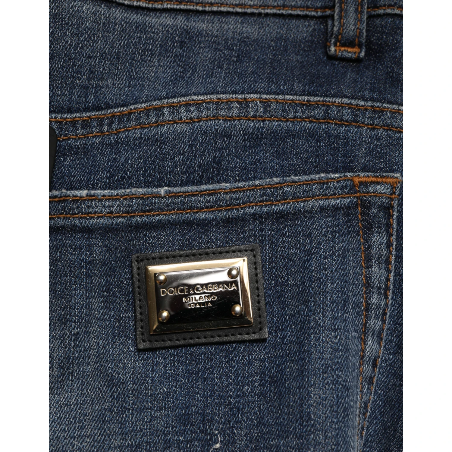 Blue Cotton Rhinestone Embellish Denim Jeans