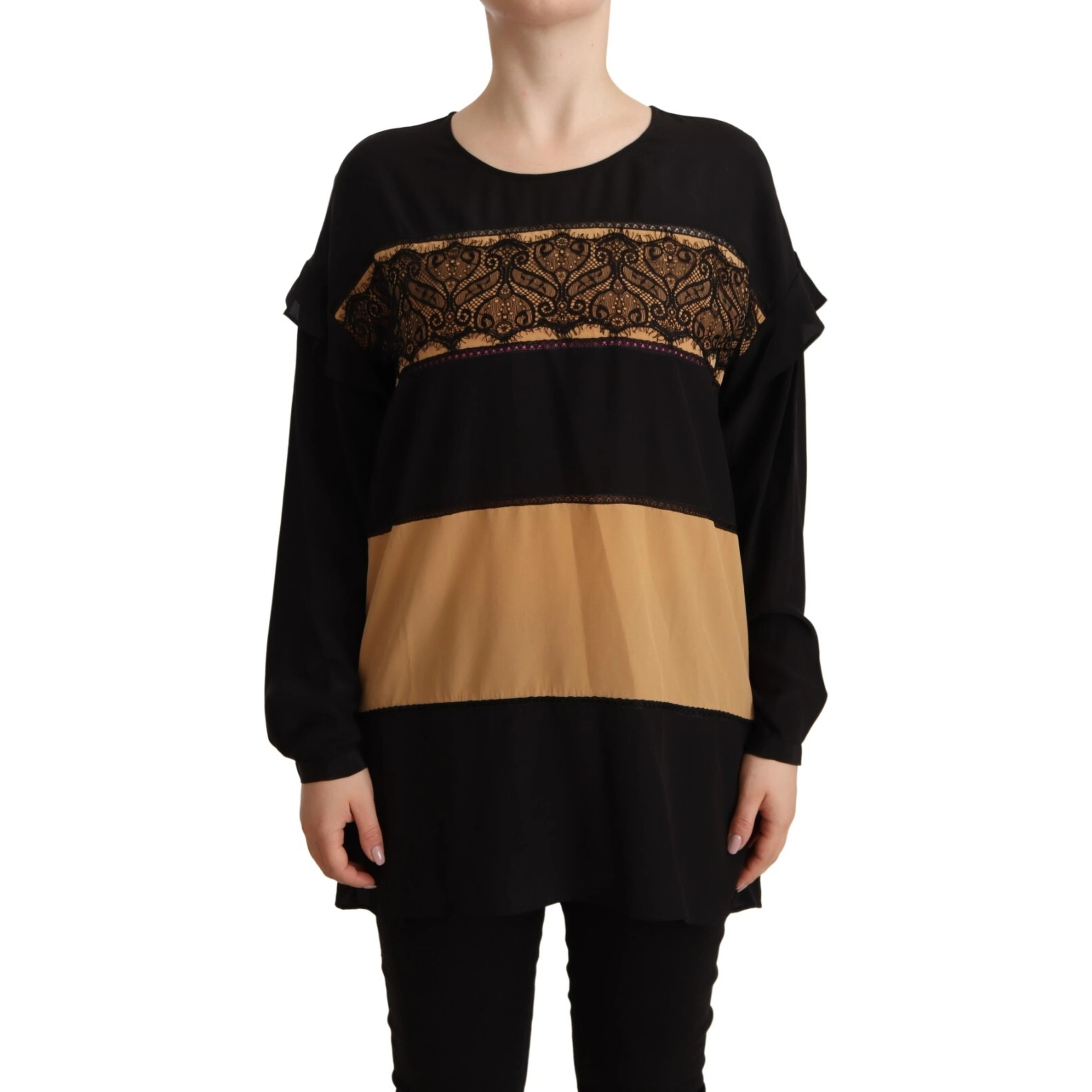 Multicolor Long Sleeves Round Neck Pullover Sweater