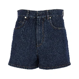 Blue Shorts with Logo Patch on the Rear in Denim Woman