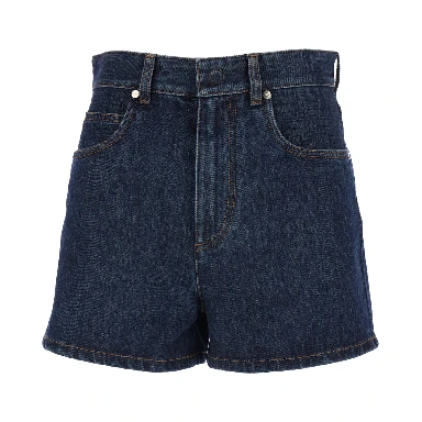 Blue Shorts with Logo Patch on the Rear in Denim Woman