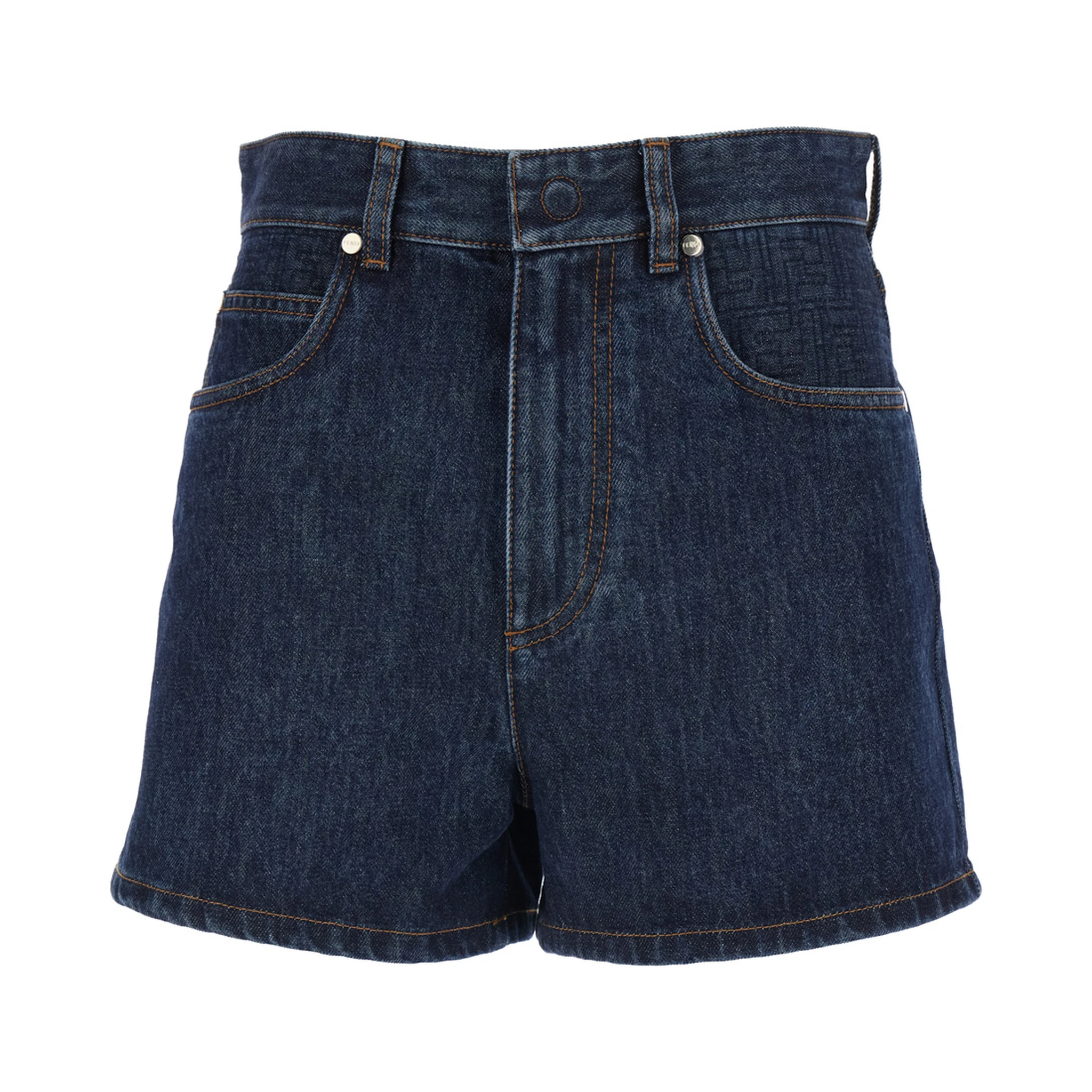 Blue Shorts with Logo Patch on the Rear in Denim Woman