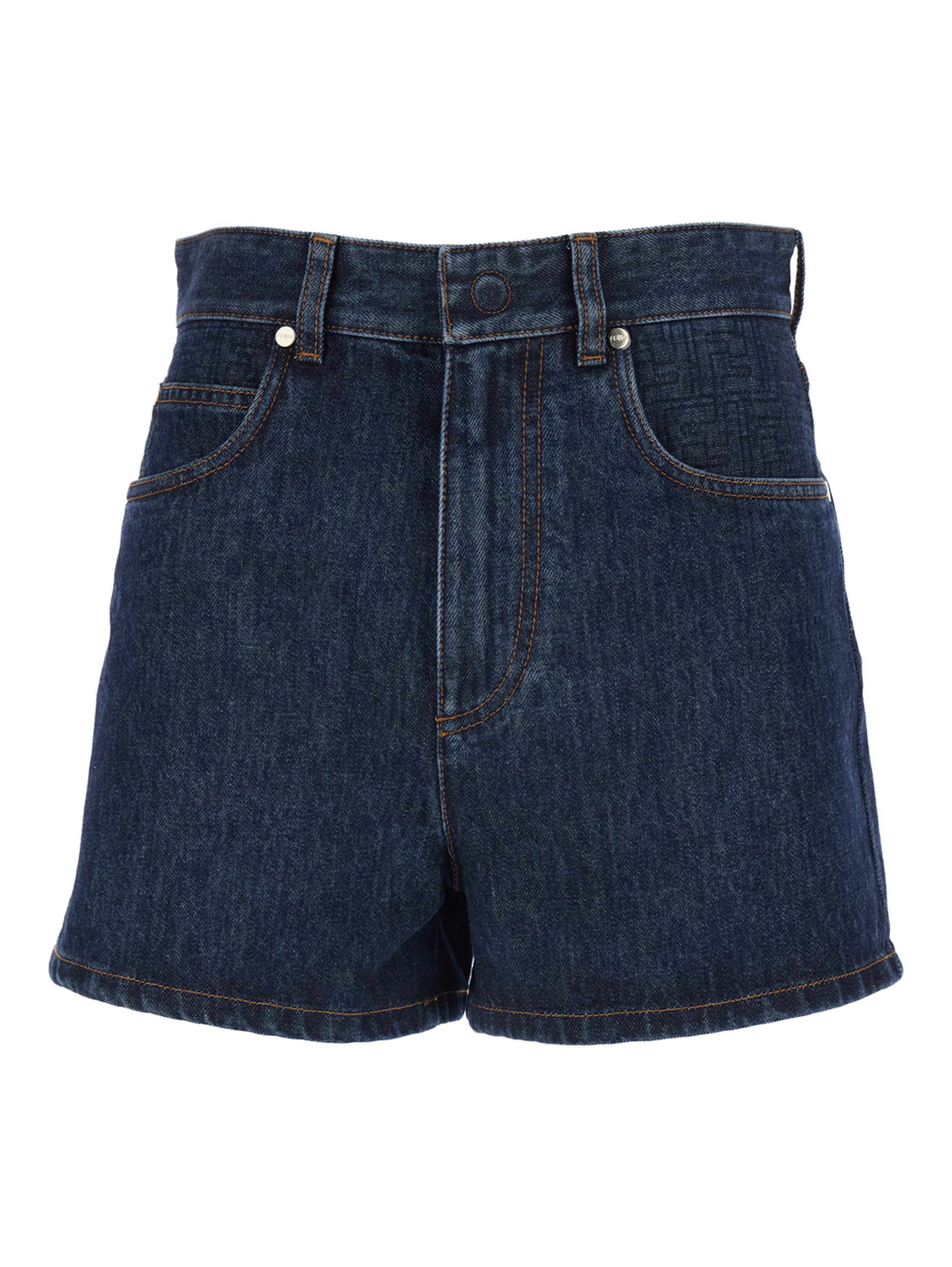 Blue Shorts with Logo Patch on the Rear in Denim Woman