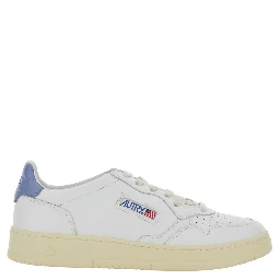 Medalist Low White Sneaker with Contrasting Heel Tab in Leather Woman