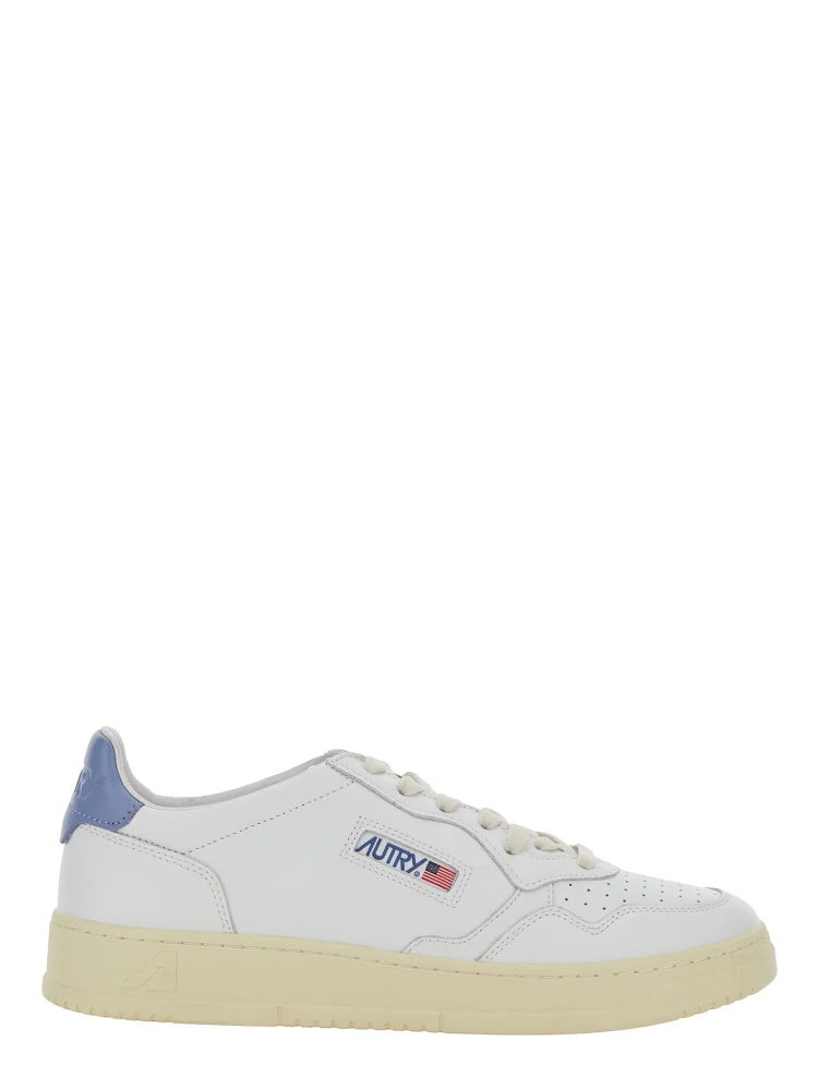 Medalist Low White Sneaker with Contrasting Heel Tab in Leather Woman