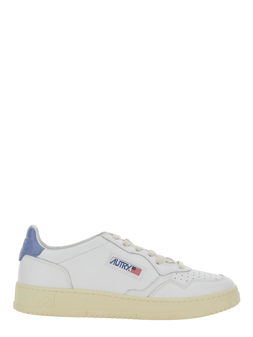 Medalist Low White Sneaker with Contrasting Heel Tab in Leather Woman