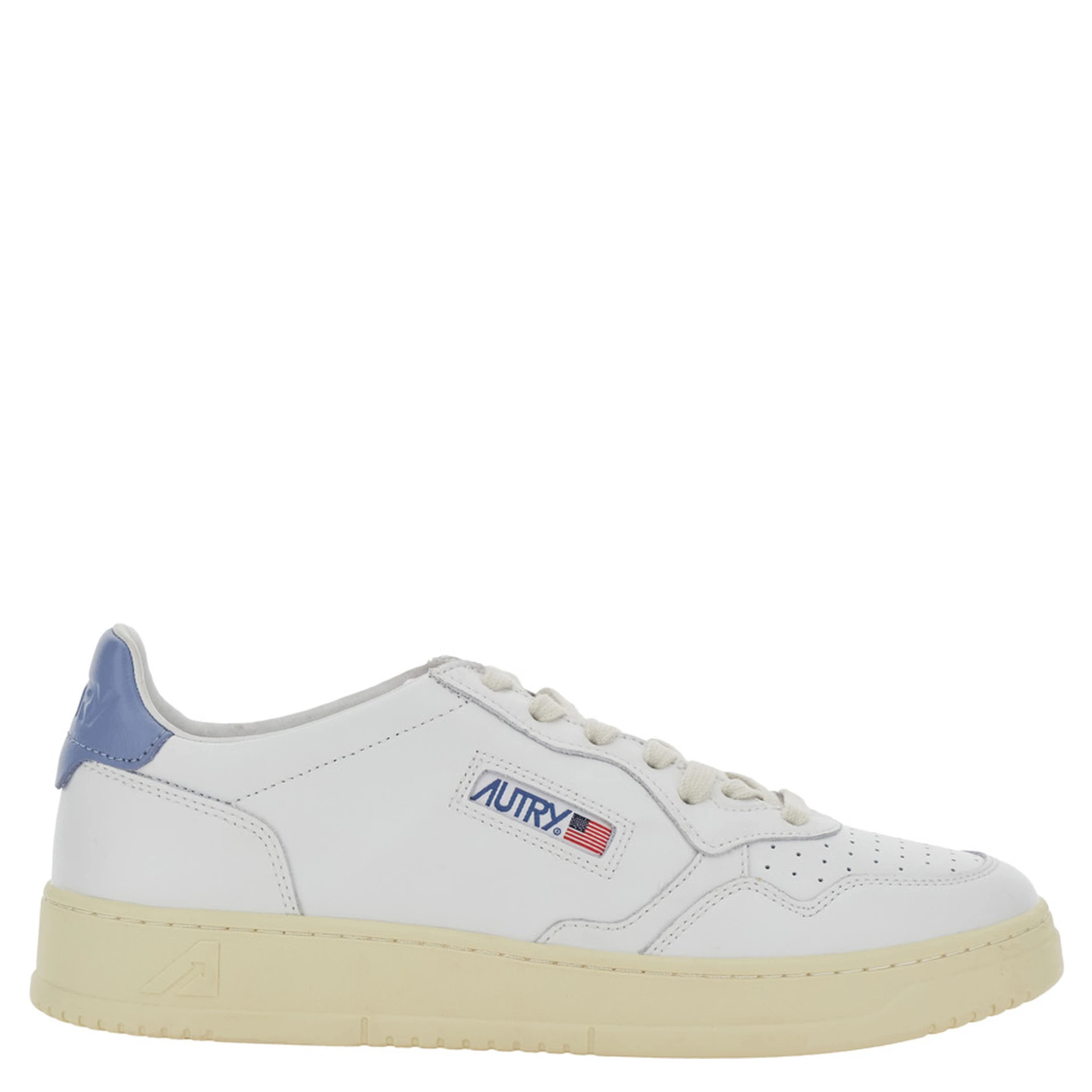 Medalist Low White Sneaker with Contrasting Heel Tab in Leather Woman