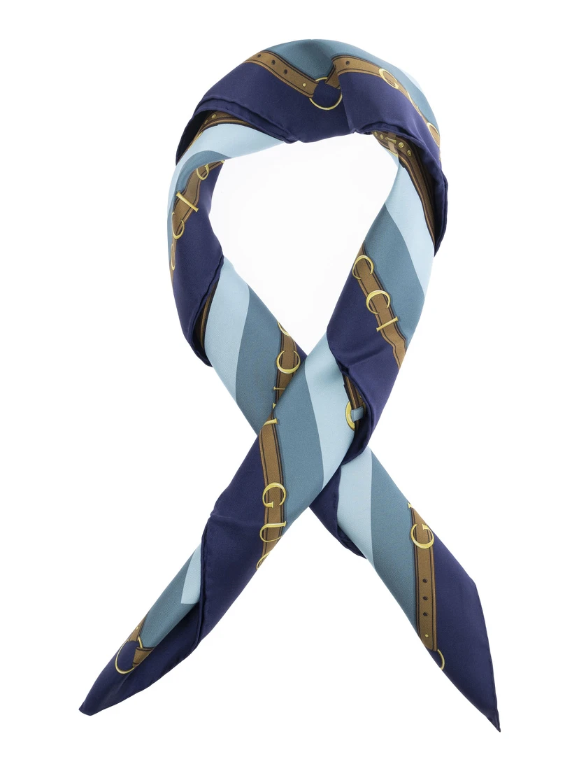 Multicolor Square Scarf with All-Over Print in Silk Woman