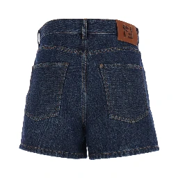 Blue Shorts with Logo Patch on the Rear in Denim Woman
