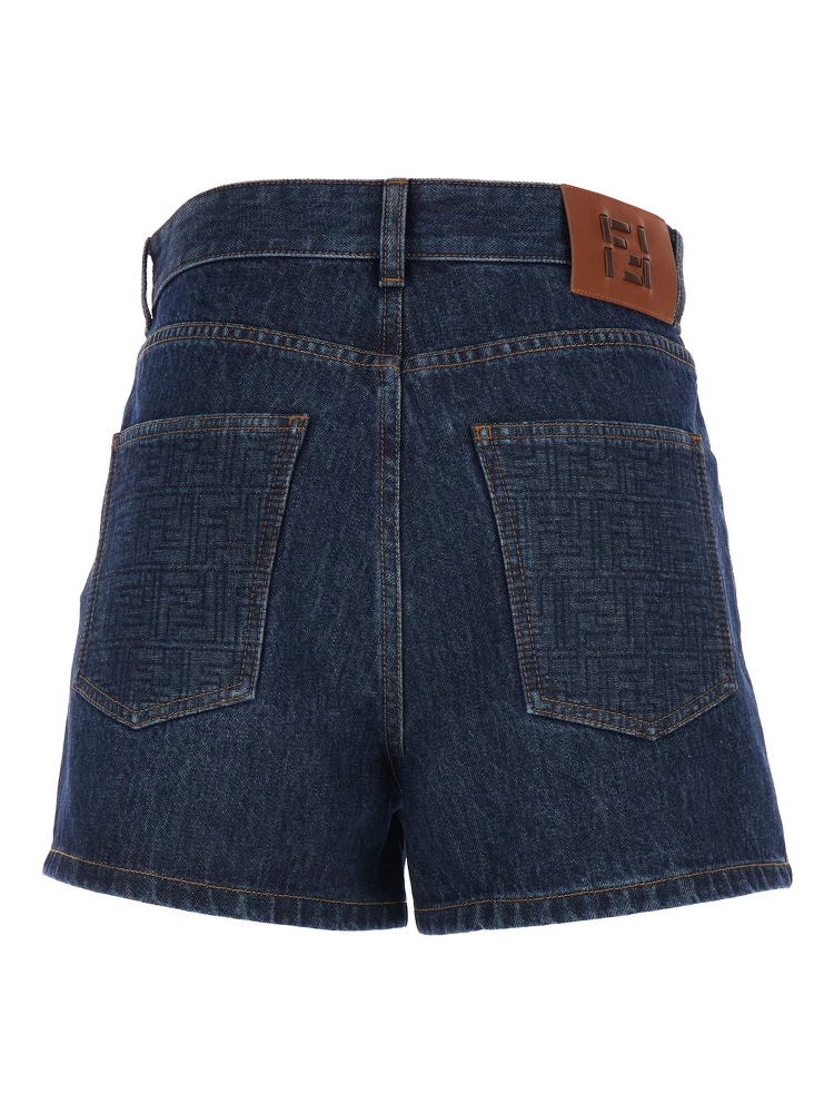 Blue Shorts with Logo Patch on the Rear in Denim Woman alternative
