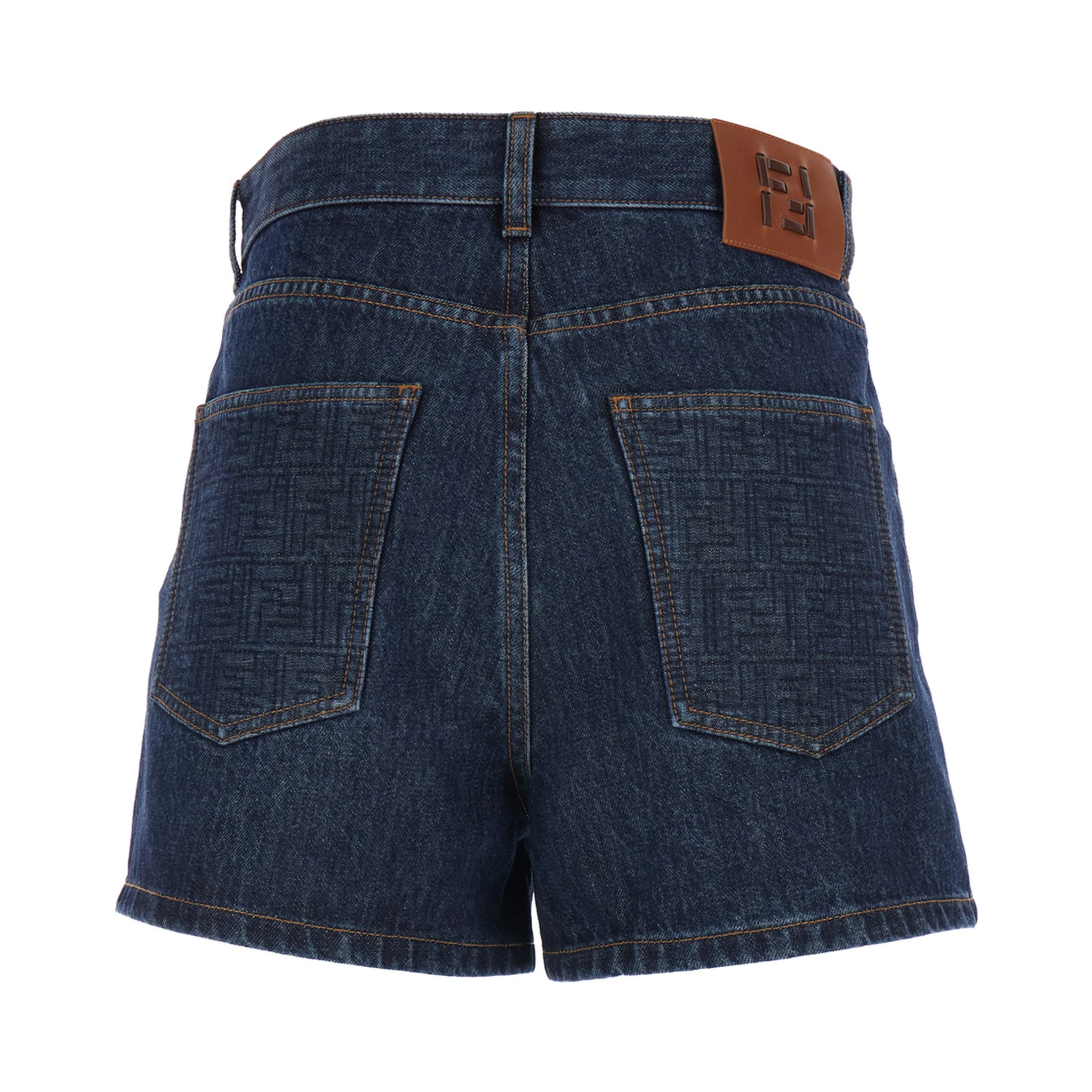 Blue Shorts with Logo Patch on the Rear in Denim Woman
