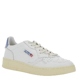 Medalist Low White Sneaker with Contrasting Heel Tab in Leather Woman