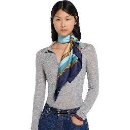 Multicolor Square Scarf with All-Over Print in Silk Woman